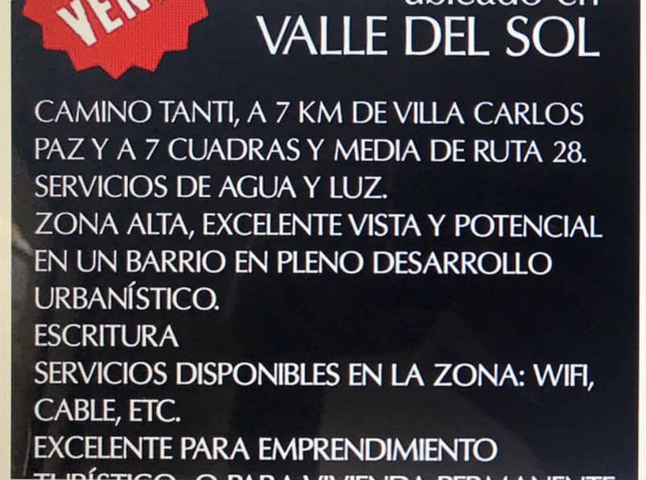 LOTE 800m PLANO CON ESCRITURA LUZ AGUA MEJOR MANZANA DE  VALLE DEL SOL